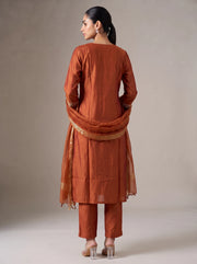 Rust Embroidered Ethnic Suit Set