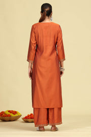 Rust Embroidered Ethnic Suit Set