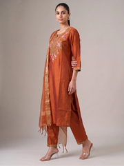 Rust Embroidered Ethnic Suit Set