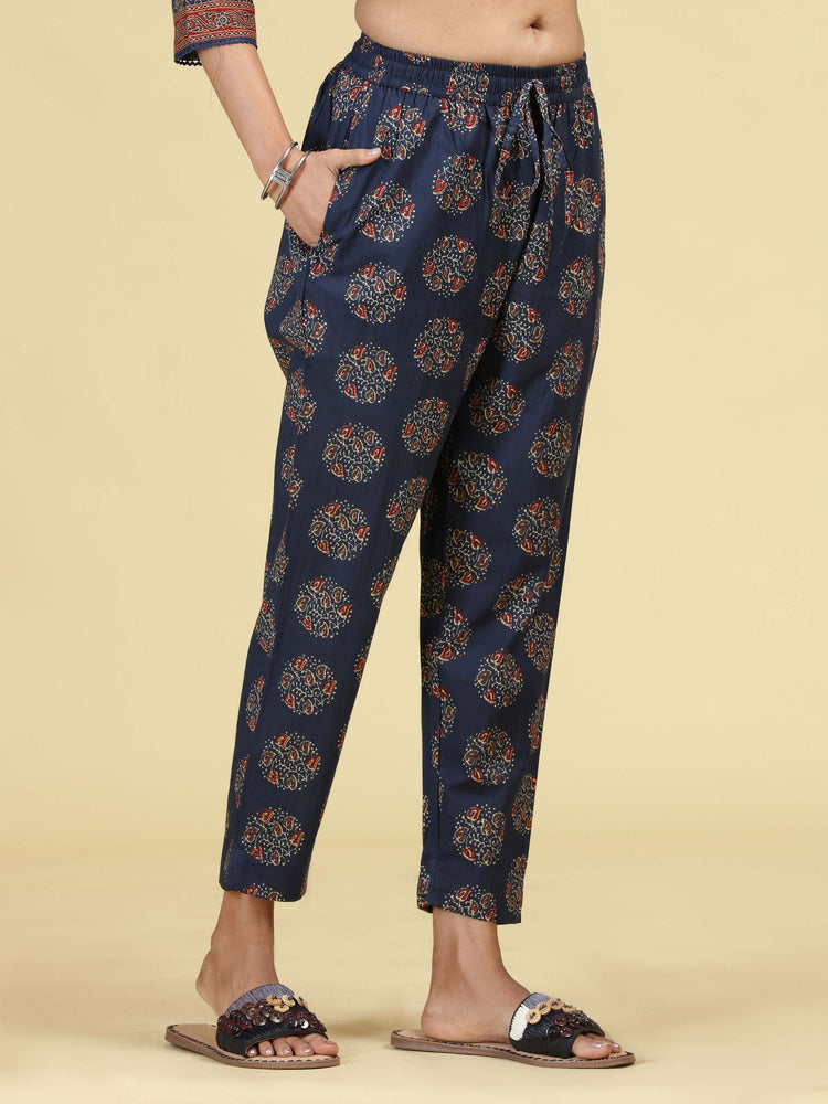 Grey Pure Cotton Ethnic Printed Kurta Pant Dupatta Set