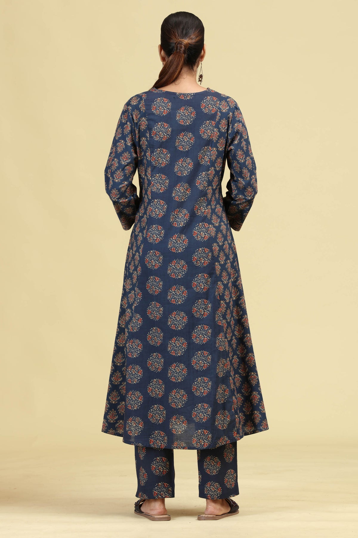 Navy Blue Pure Cotton Printed Ethnic Suit Set