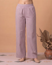 Off White & Purple Pure Cotton Floral Embroidery A-Line Co-Ord