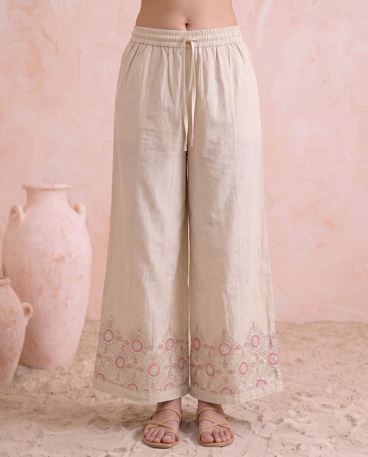 Off White Embroidered Ethnic Kurta Set with Dupatta