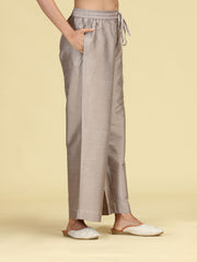 Taupe Gray Floral Embroidered Sleeveless Co-Ord Set