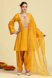 Turmeric Yellow Embroidered Ethnic Suit Set