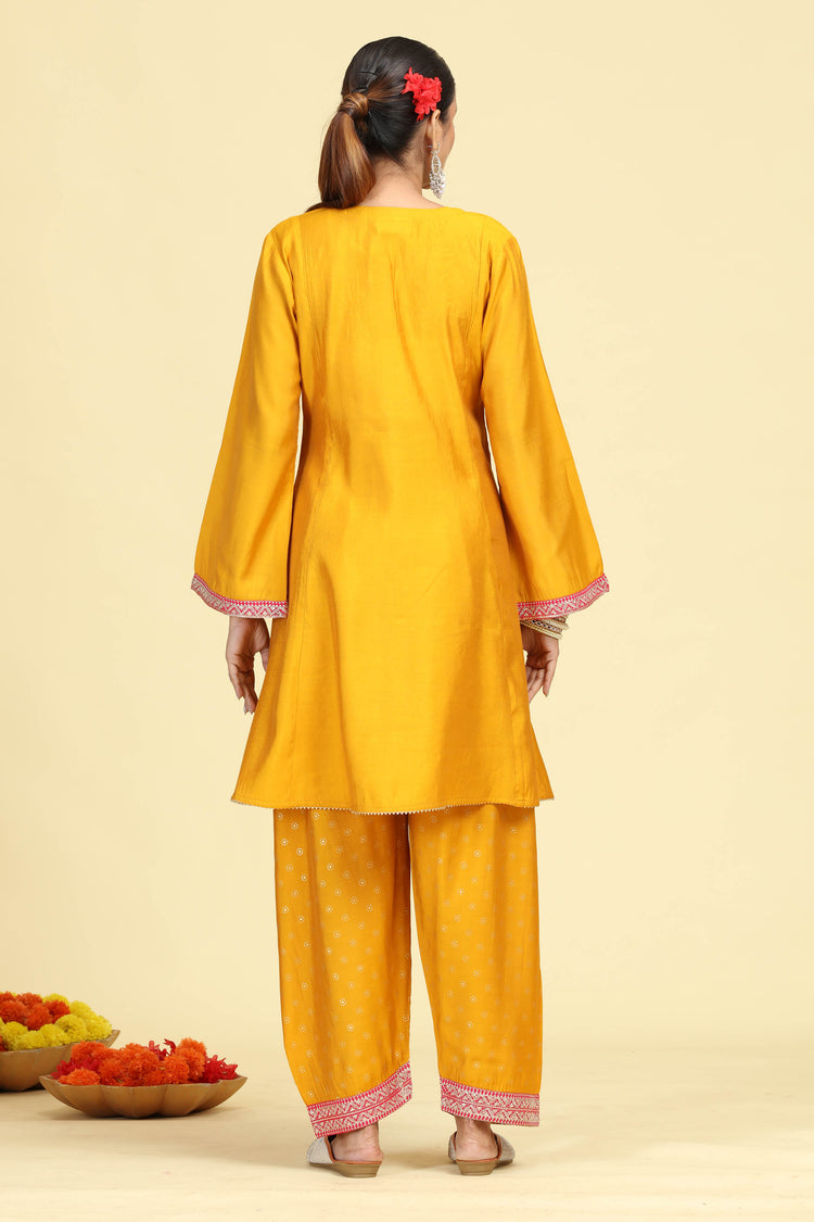 Turmeric Yellow Embroidered Ethnic Suit Set