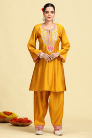 Turmeric Yellow Embroidered Ethnic Suit Set