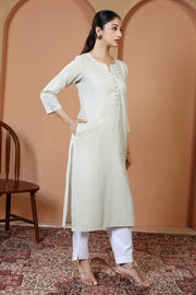 Off White Cotton Straight Classic Everyday Kurta