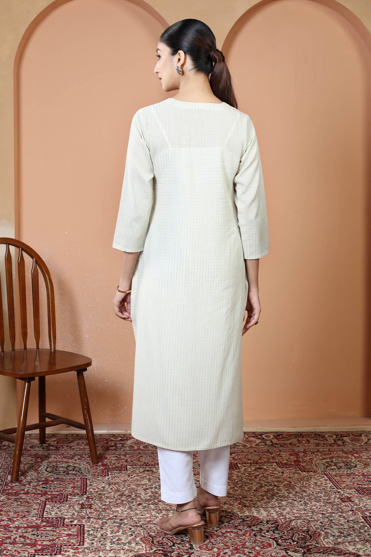 Off White Cotton Straight Classic Everyday Kurta