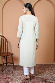 Off White Cotton Straight Classic Everyday Kurta