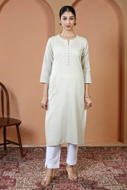 Off White Cotton Straight Classic Everyday Kurta