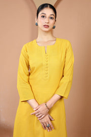 Yellow Cotton Straight Classic Everyday Kurta