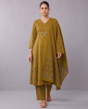 Mustard Floral Print Pure Cotton Ethnic Set
