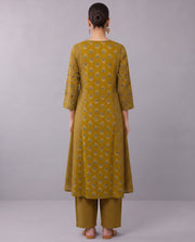 Mustard Floral Print Pure Cotton Ethnic Set