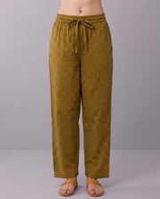 Mustard Floral Print Pure Cotton Ethnic Set