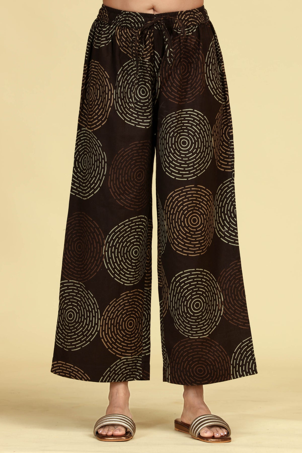 Dark Brown Pure Cotton Embroidered Printed Co-Ord Set