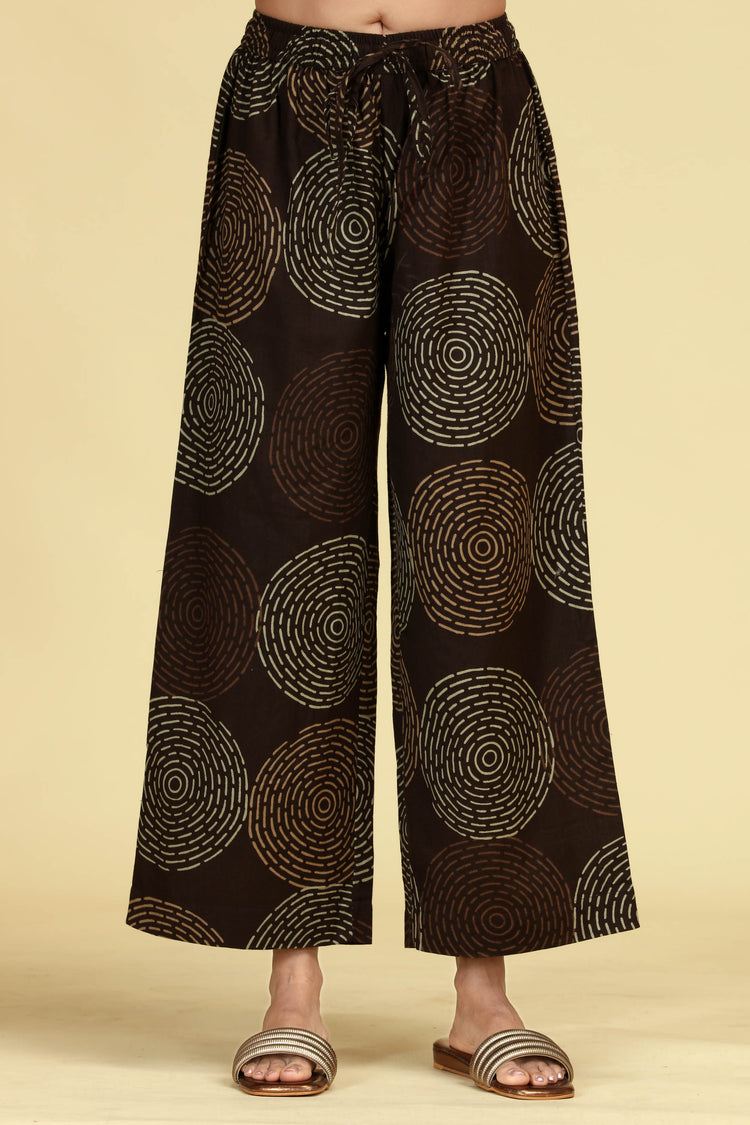 Dark Brown Pure Cotton Embroidered Printed Co-Ord Set
