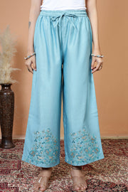 Light Blue Floral Embroidered Ethnic Kurta Set with Dupatta Suit Set