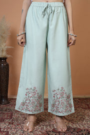 Mint Green Floral Embroidered Ethnic Kurta Set with Dupatta Suit Set