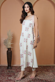 Off White Pure Cotton Printed Straight Kurta Soft & Breathable Ethnic Wear