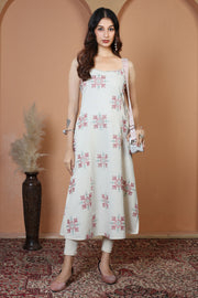 Off White Pure Cotton Printed Straight Kurta Soft & Breathable Ethnic Wear