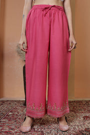 Pink Floral Embroidered Pure Cotton Ethnic Co-Ord Set