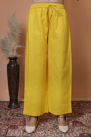 Yellow Floral Embroidered Pure Cotton Ethnic Co-Ord Set