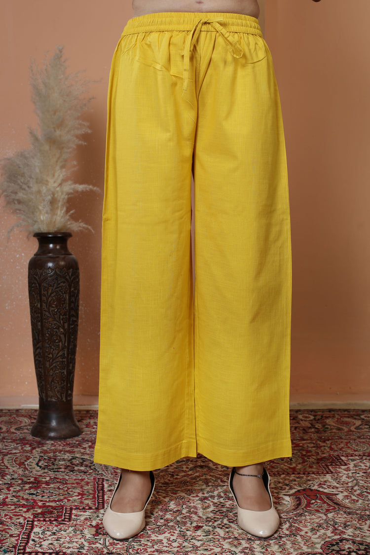Yellow Floral Embroidered Pure Cotton Ethnic Co-Ord Set