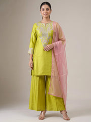 Lime Green Embroidered Straight Ethnic Suit Set