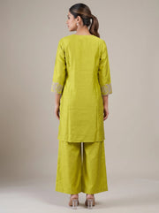 Lime Green Embroidered Straight Ethnic Suit Set