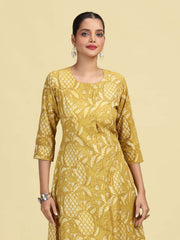 Light Olive Green Pure Cotton Floral Printed Co-Ord Set
