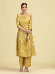 Light Olive Green Pure Cotton Floral Printed Co-Ord Set