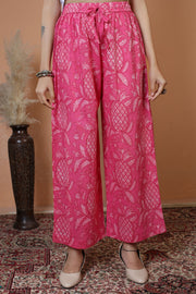 Rani Pink Floral Printed Cotton Co-Ord Set for Women