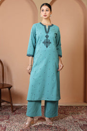 Sky Blue Pure Cotton Embroidered Co-Ord Set