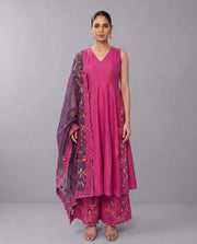 Magenta Floral Embroidery Ethnic Suit Set