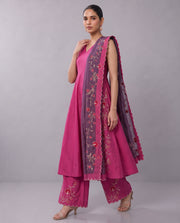 Magenta Floral Embroidery Ethnic Suit Set