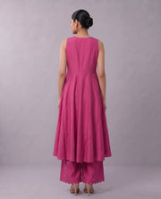 Magenta Floral Embroidery Ethnic Suit Set
