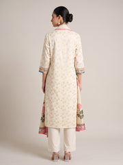 Cream Kashmiri Aari Work Embroidered Ethnic Set