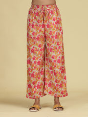 Off White & Yellow Pure Cotton Floral Printed Co-Ord Set