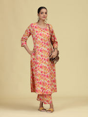 Off White & Yellow Pure Cotton Floral Printed Co-Ord Set