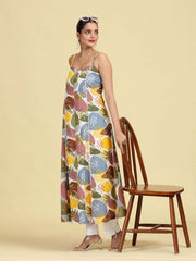 Multicolored Floral Printed Sleeveless Cotton Kurta
