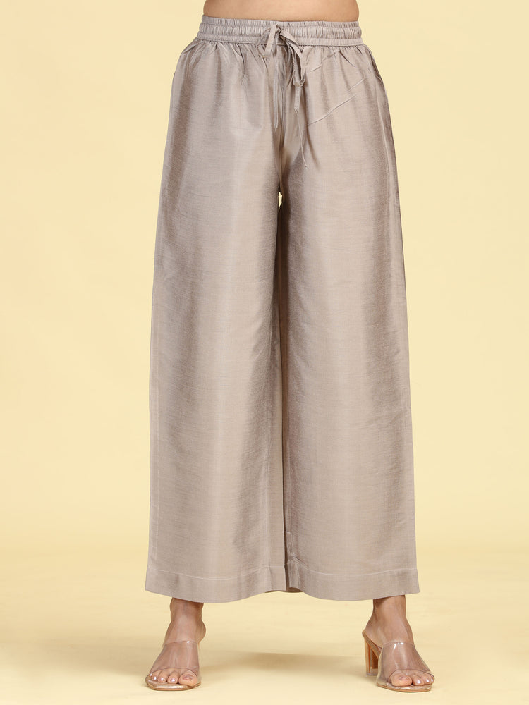 Taupe Gray Embroidered Full Sleeve Co-Ord Set