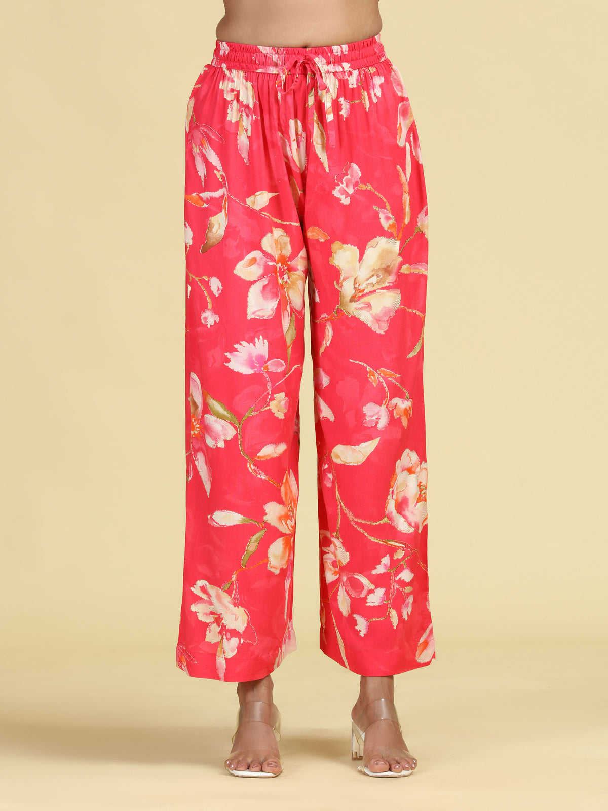 Rani Pink Floral Printed Stylish A-Line Co-Ord Set