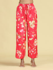 Rani Pink Floral Printed Stylish A-Line Co-Ord Set