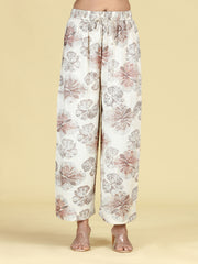 Off White Floral Printed A-Line Co-Ord Set