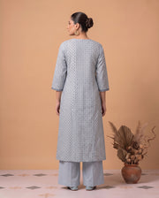 Sky Blue Pure Cotton Printed Ethnic Suit Set with Dupatta