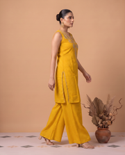Yellow Floral Embroidery Co-Ord Set