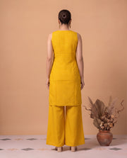 Yellow Floral Embroidery Co-Ord Set