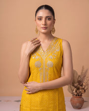 Yellow Floral Embroidery Co-Ord Set