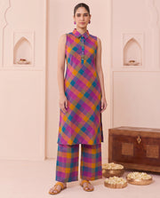 Multicolor Handloom Cotton Checks Co-ord Set
